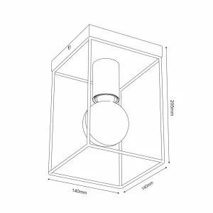 New Luminex Plafonnier Anna avec cadre métallique, à 1 lampe