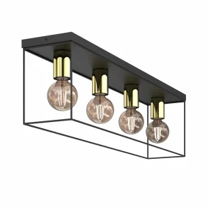Sale Luminex Plafonnier Anna cadre métal à 4 lampes rectangle