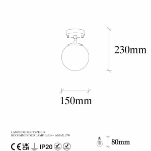 Store Opviq Plafonnier Atmaca 10205 or antique/noir verre clair Ø 15cm