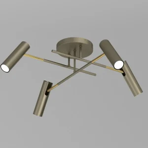 Sale Luminex Plafonnier Axion, à 4 lampes, couleur titane, acier