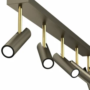 Best Luminex Plafonnier Axion, 5 lampes, couleur titane, allongé, acier