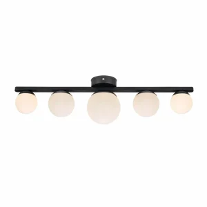 Cheap Markslöjd Plafonnier bain Puro noir à 5 lampes verre