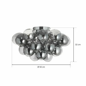 New Maytoni Plafonnier Balbo, abat-jour gris fumée, 13 lampes