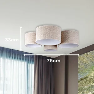 Cheap Euluna Plafonnier Boucle avec quatre abat-jour, écru