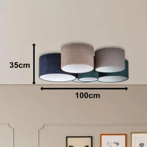 Fashion Euluna Plafonnier Boucle x6 bleu/vert/cappuccino/gris