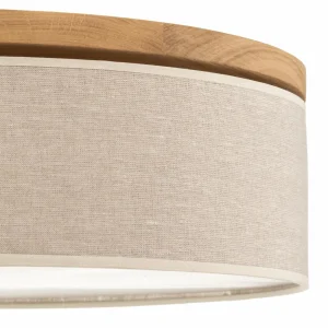 Discount BRITOP Plafonnier Canvas, beige, bois de chêne, Ø 48 cm, E27