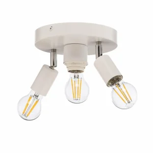 Outlet HELAM Plafonnier Centro, blanc, à 3 lampes, métal, Ø 19,5 cm