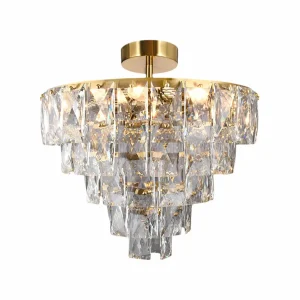 Shop Eko-Light Plafonnier Chelsea Métal doré Cristaux de verre, Ø 50 cm