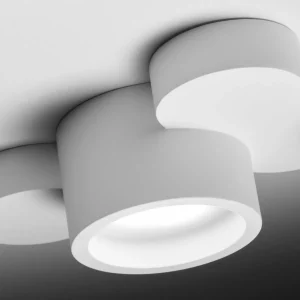 Online TECNICO by Sforzin Plafonnier Chio, blanc, plâtre, à 2 lampes, longueur 31,5 cm, GX53