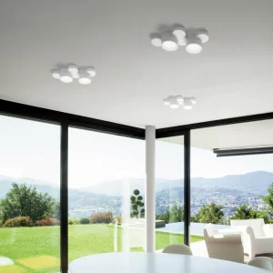 Online TECNICO by Sforzin Plafonnier Chio, blanc, plâtre, à 2 lampes, longueur 31,5 cm, GX53