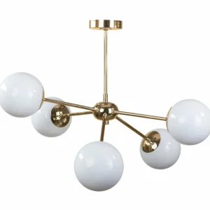 Shop Euluna Plafonnier Dori, à cinq lampes, doré