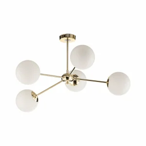 Shop Euluna Plafonnier Dori, à cinq lampes, doré