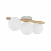 Outlet TK Lighting Plafonnier Estera, verre opalin, bois, à 3 lampes