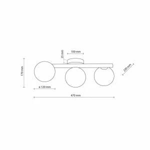 Outlet TK Lighting Plafonnier Estera, verre opalin, bois, à 3 lampes