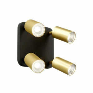 Outlet Nowodvorski Lighting Plafonnier Eye Spot à 4 lampes, noir/laiton