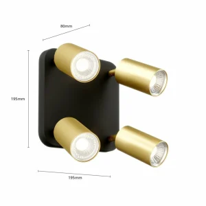 Outlet Nowodvorski Lighting Plafonnier Eye Spot à 4 lampes, noir/laiton