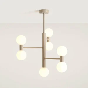 Hot ALDEX Plafonnier Flare 7, beige, à 7 lampes, verre, métal