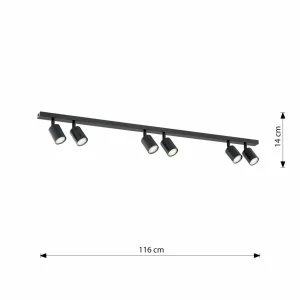 Sale EMIBIG LIGHTING Plafonnier Flash, noir, à 6 lampes, métal