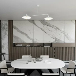 New EMIBIG LIGHTING Plafonnier Foster, à 2 lampes, 100 cm, blanc, métal, E27