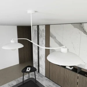 New EMIBIG LIGHTING Plafonnier Foster, à 2 lampes, 100 cm, blanc, métal, E27
