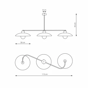 Shop EMIBIG LIGHTING Plafonnier Foster, 3 lampes, 113 cm, blanc, métal, E27