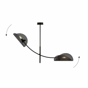 Clearance EMIBIG LIGHTING Plafonnier Gladio, noir, à 2 lampes