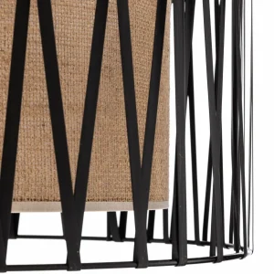 Hot TK Lighting Plafonnier Harmony, noir, Jute Natur, Ø 50 cm