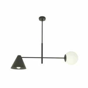 Cheap EMIBIG LIGHTING Plafonnier Hermes, 2 lampes, noir, verre, 70 cm, E14