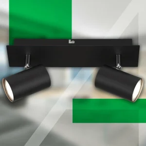 Cheap Briloner Plafonnier Isil A, noir, à 2 lampes, métal, orientable
