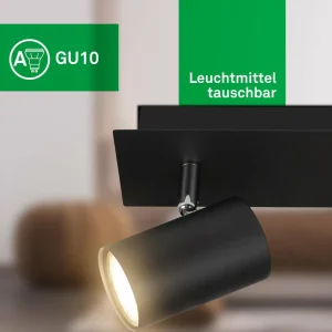 Cheap Briloner Plafonnier Isil A, noir, à 2 lampes, métal, orientable