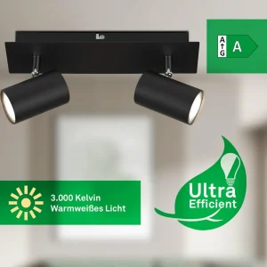 Cheap Briloner Plafonnier Isil A, noir, à 2 lampes, métal, orientable