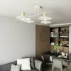 Fashion EMIBIG LIGHTING Plafonnier Kobe à 4 lampes, acier, bois, blanc
