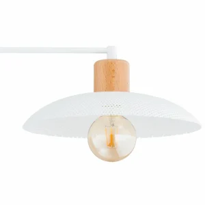 Fashion EMIBIG LIGHTING Plafonnier Kobe à 4 lampes, acier, bois, blanc