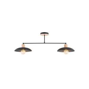 Cheap EMIBIG LIGHTING Plafonnier Kobe, à 2 lampes, acier, bois, noir