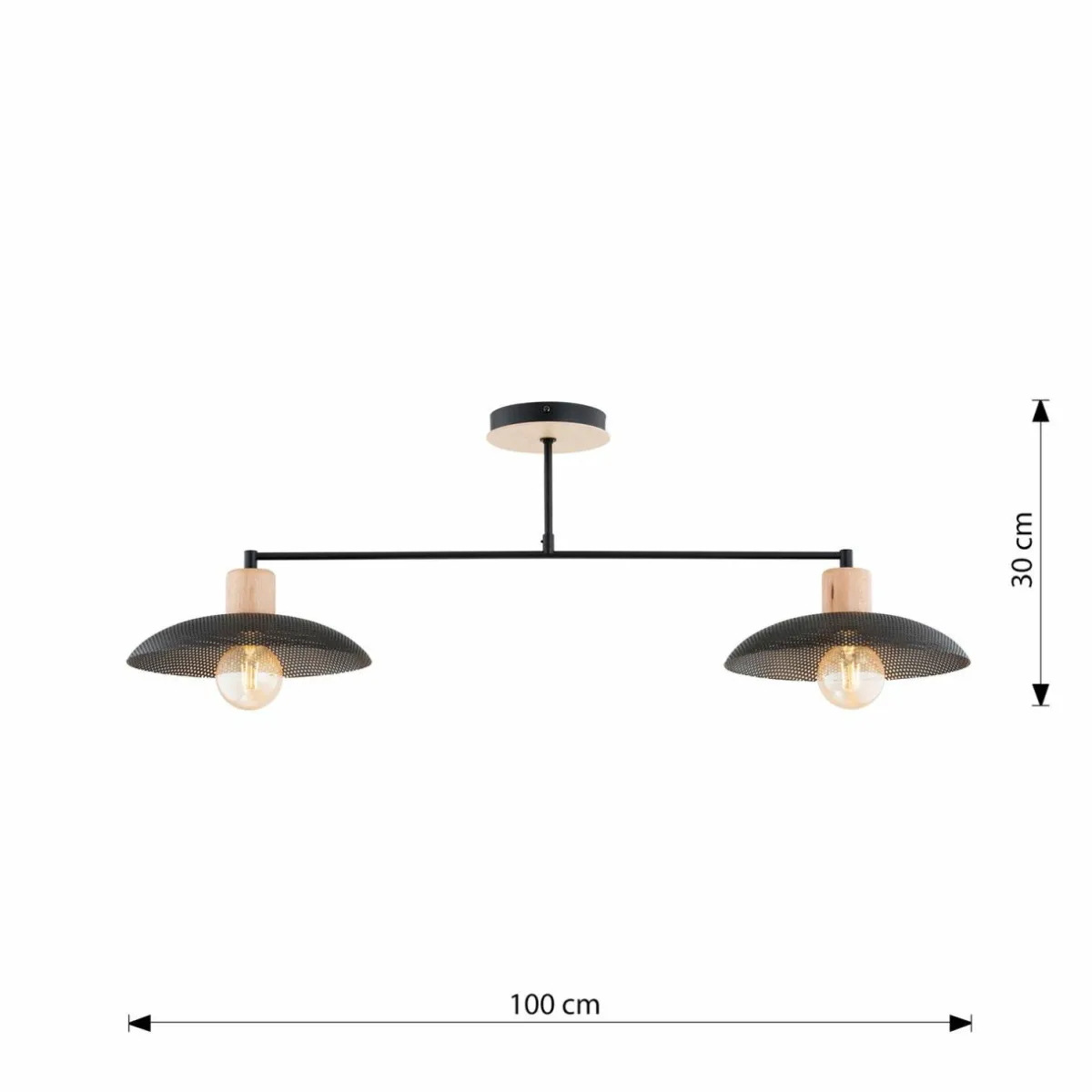 plafonnier_kobe___lampes_acier_bois_noir_3.webp Cheap EMIBIG LIGHTING Plafonnier Kobe, à 2 lampes, acier, bois, noir