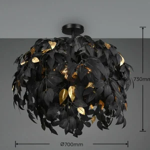 Best Reality Leuchten Plafonnier Leavy, Ø 70 cm, noir/or, plastique