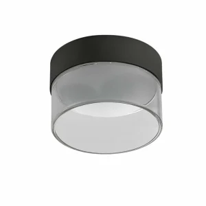Online Linea Light Plafonnier LED Crumb, noir, Ø 10,4 cm, fer, verre