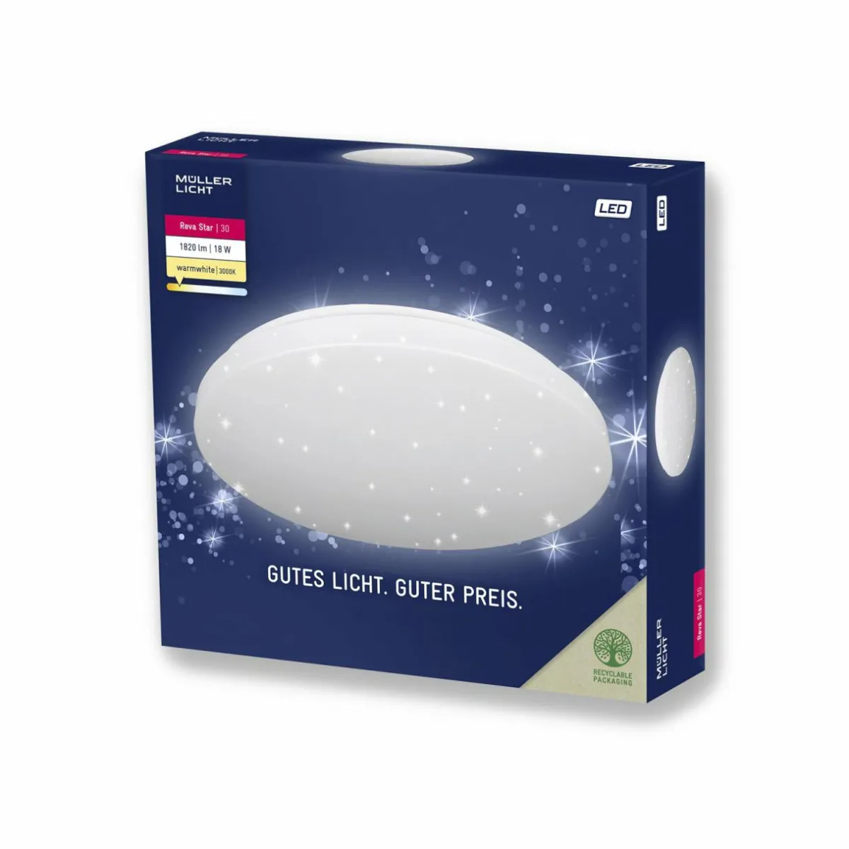 plafonnier_led_reva_star___cm_blanc_plastique_2.webp Discount Müller-Licht Plafonnier LED Reva Star, Ø 31 cm, blanc, plastique