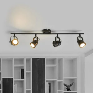 Store Lindby Plafonnier Leonor à 4 lampes, noir-doré
