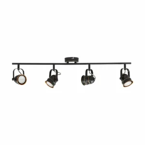 Store Lindby Plafonnier Leonor à 4 lampes, noir-doré