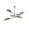 Clearance Euluna Plafonnier Lotus, noir/doré, à 6 lampes