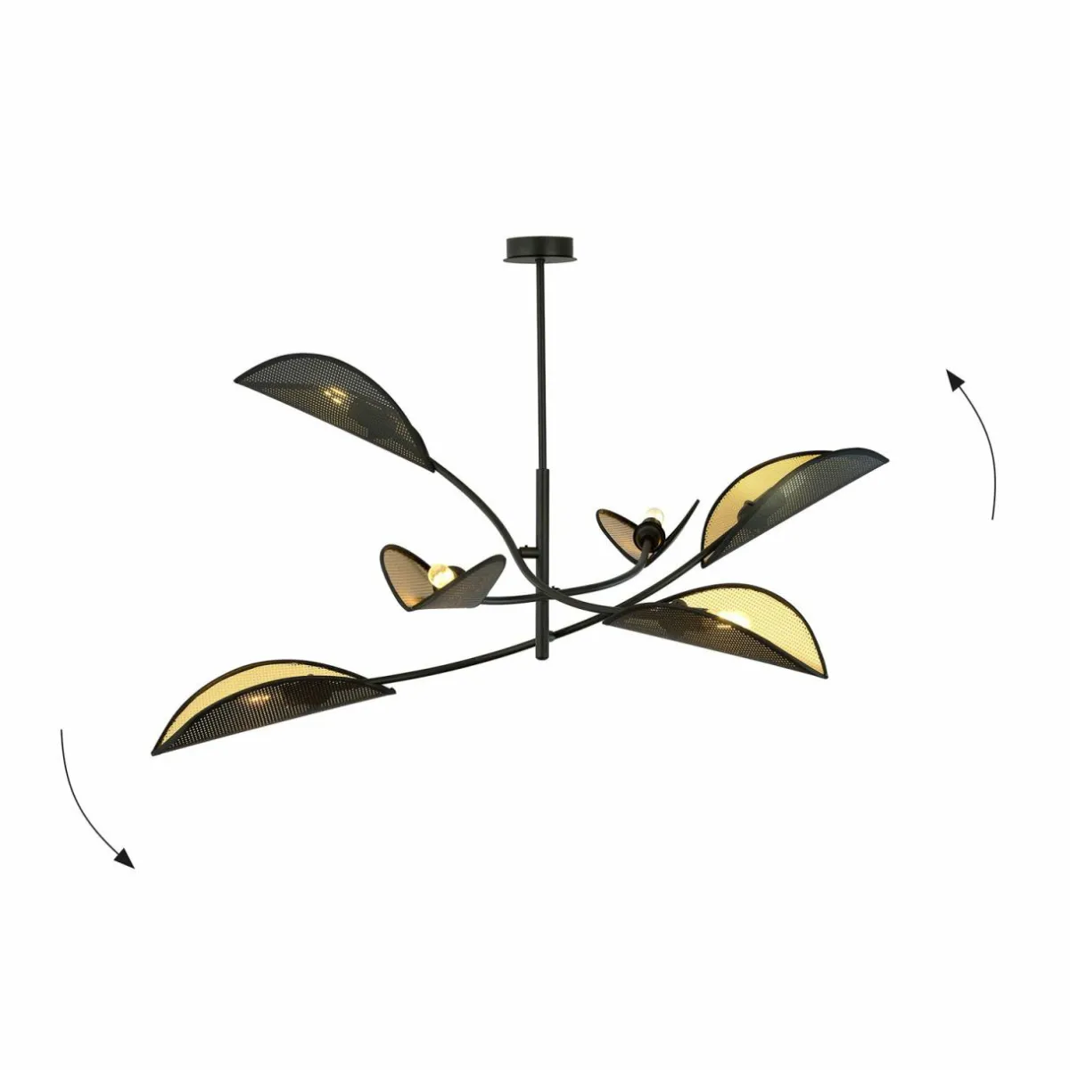 plafonnier_lotus_noirdor__lampes_0-1.webp Clearance Euluna Plafonnier Lotus, noir/doré, à 6 lampes