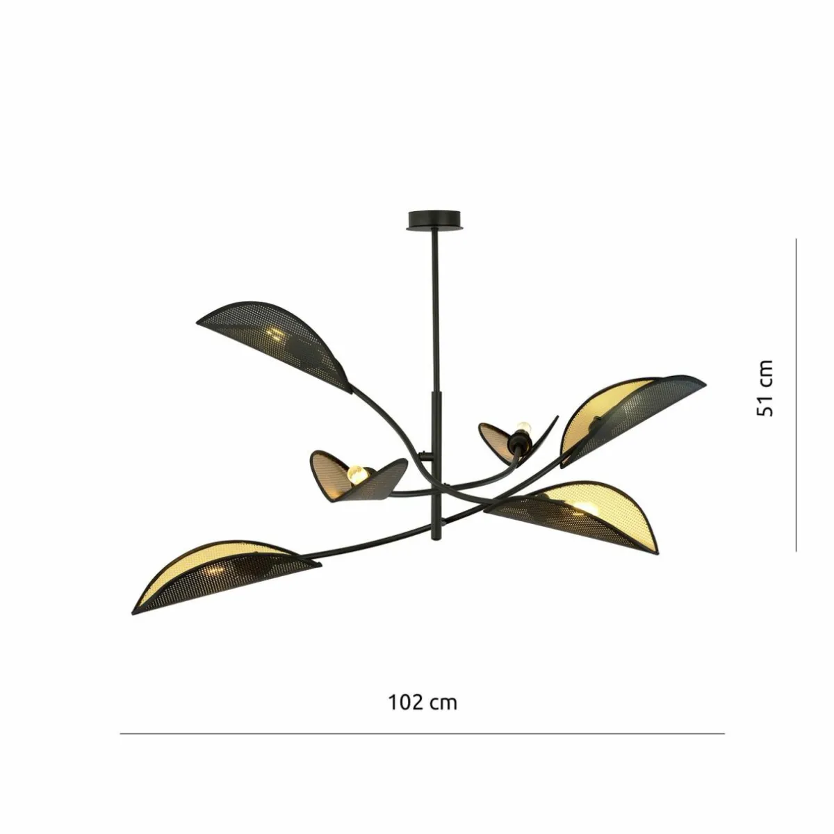 plafonnier_lotus_noirdor__lampes_3-1.webp Clearance Euluna Plafonnier Lotus, noir/doré, à 6 lampes