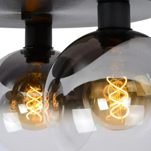 New Lucide Plafonnier Marius, noir, Ø 50 cm, verre, à 3 lampes
