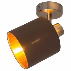 Best Näve Plafonnier Maron à une lampe tissu, brun/doré