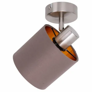 Best Näve Plafonnier Maron à une lampe tissu, brun/doré