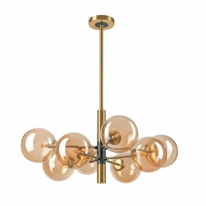 Cheap Lamkur Lighting Plafonnier Natalia, à 8 lampes, verre, or