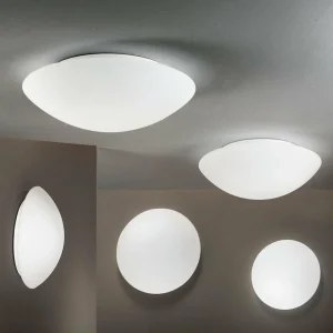 Store Fabas Luce Plafonnier Pandora, Ø 36 cm, verre, blanc