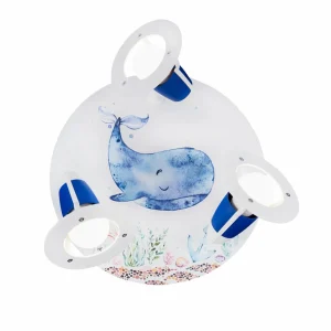 Clearance Elobra Plafonnier Paul Pottwal, blanc-bleu, Ø 29 cm, à 3 lampes