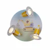 Store Elobra Plafonnier Pelleteuse Chantier, jaune, Ø 29 cm, à 3 lampes